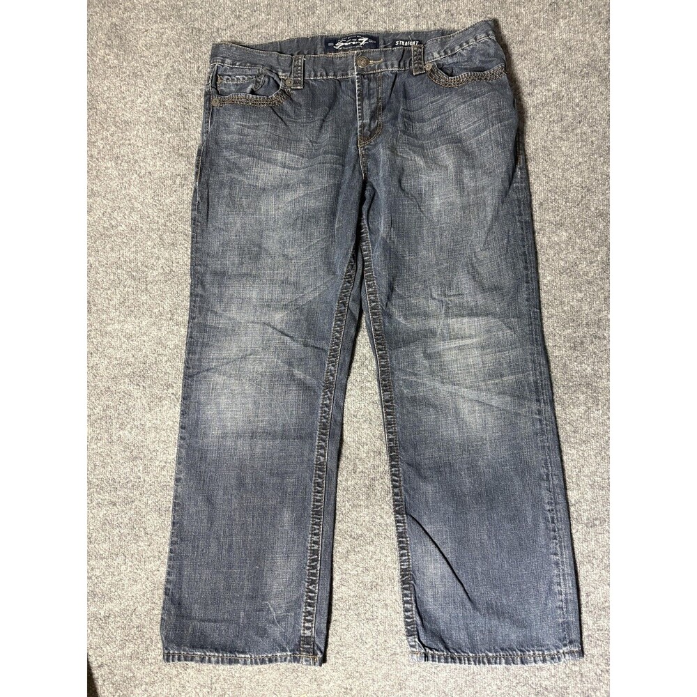 Seven7 Jeans Mens 40x32 Blue Straight Regular Fit Medium Wash Denim Casual